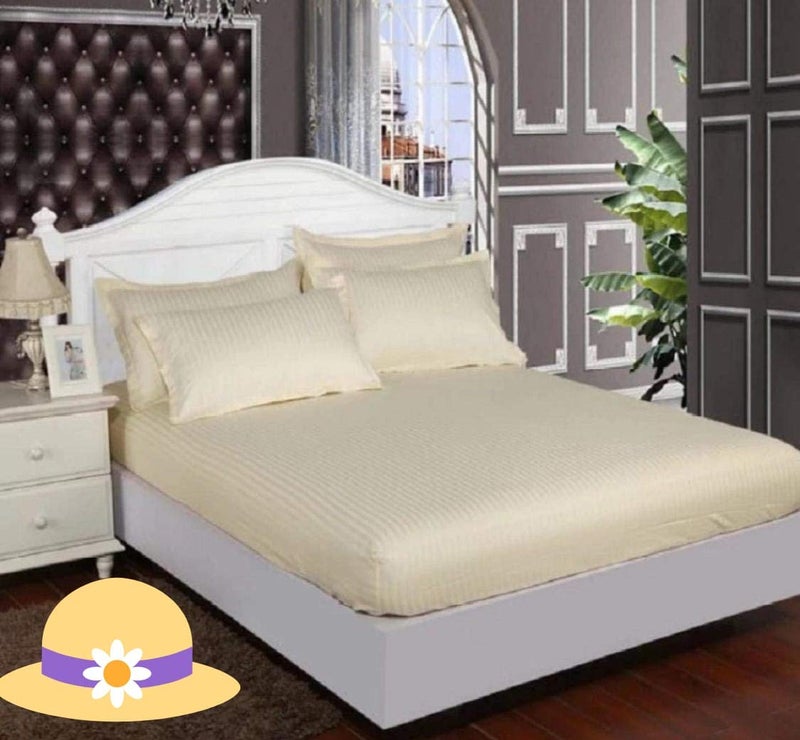 MORADO Linen 100% Cotton 210 TC King Bed Size Bedsheet with 2 Pillow Covers (100x108 inch, Cream) - Image 1