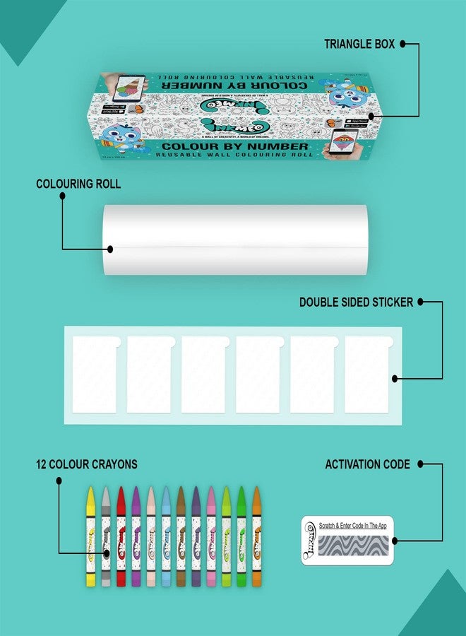 Inkmeo | Colour by Number Wall Colouring Roll | AR Enabled | Interactive Educational Innovative Activity | for Kids | Ages 5+ | Best Gift | Size (6 X 40 Inches Each) | (Pack of 6) - Image 2