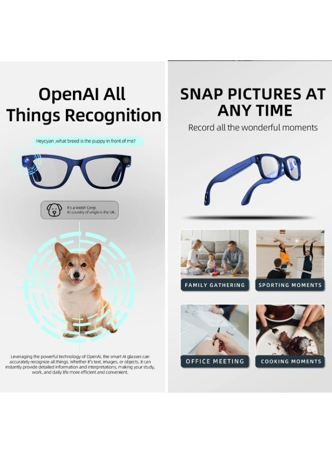 AI Smart Glasses with 8MP Camera, Real-Time Translation, Wireless Calls, Bluetooth and Wi-Fi Transfer, Android Compatible Design for Travel, Work, and Daily Hands-Free Use - Image 2