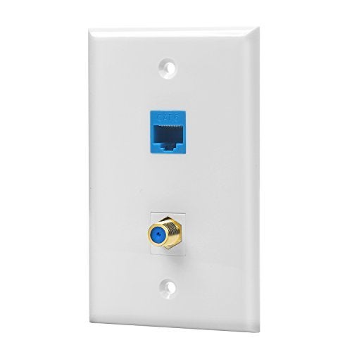 IBL-1 Cat6 Ethernet Port and 1 Gold-plated Cable TV Coax F Type Port Wall Plate (White) - Image 3