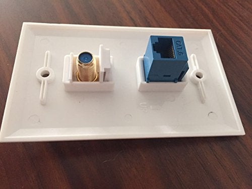 IBL-1 Cat6 Ethernet Port and 1 Gold-plated Cable TV Coax F Type Port Wall Plate (White) - Image 2