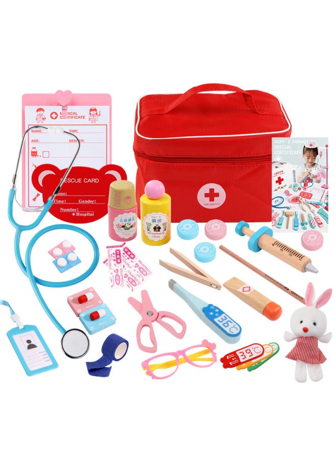 Children's Simulation Doctor Set Children's Early Education Educational Interactive Doctor Role Play Wooden Toys-Color:TL-cloth Bag Small Medicine Cabinet - Image 1
