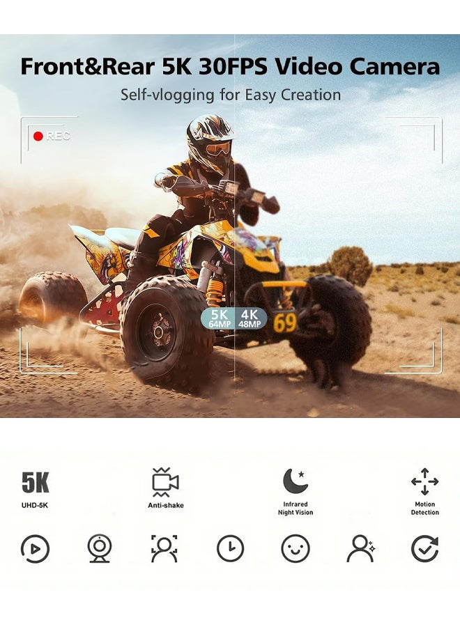 Makrystorm 5K Digital Camera, 68MP Point and Shoot Camera for Photography – Includes 64GB SD Card, 16X Zoom，Vlogging Camera for Beginners & Gift - Image 2