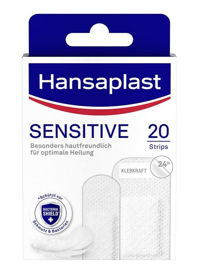 Hansaplast - Sensitive Plasters, Extra Skin Friendly And Hypoallergenic, 20 Strips - Image 1