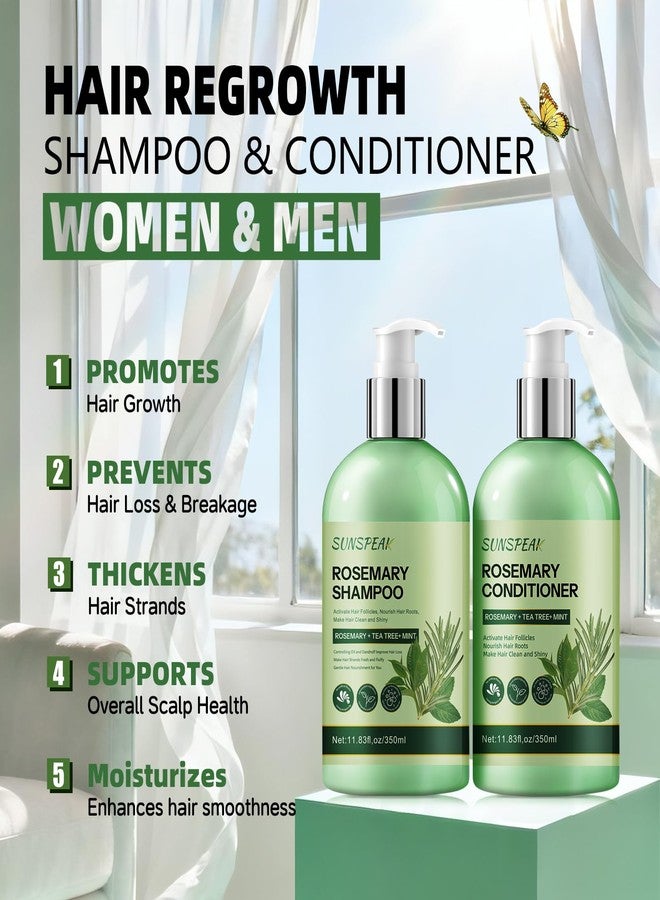 Sunspeak Rosemary Hair Growth Shampoo and Conditioner Set: Thickness & Anti Hair Loss Shampoo and Conditioner with Tea Tree Oil Mint Biotin – Strengthening Formula for Men & Women, Thinning & Damaged Hair Care - Image 3