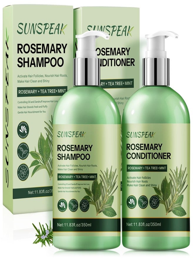 Sunspeak Rosemary Hair Growth Shampoo and Conditioner Set: Thickness & Anti Hair Loss Shampoo and Conditioner with Tea Tree Oil Mint Biotin – Strengthening Formula for Men & Women, Thinning & Damaged Hair Care - Image 1