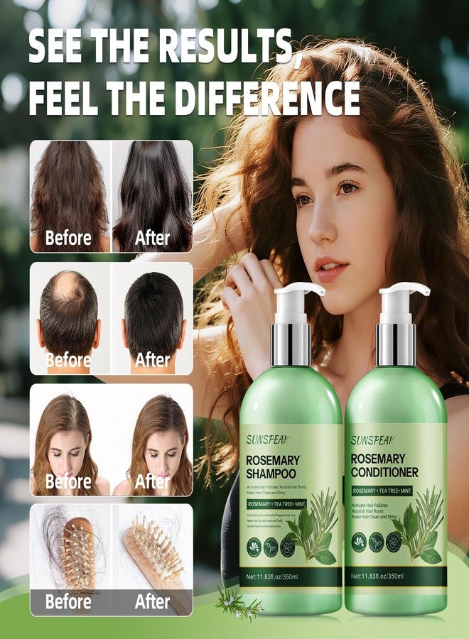 Sunspeak Rosemary Hair Growth Shampoo and Conditioner Set: Thickness & Anti Hair Loss Shampoo and Conditioner with Tea Tree Oil Mint Biotin – Strengthening Formula for Men & Women, Thinning & Damaged Hair Care - Image 2