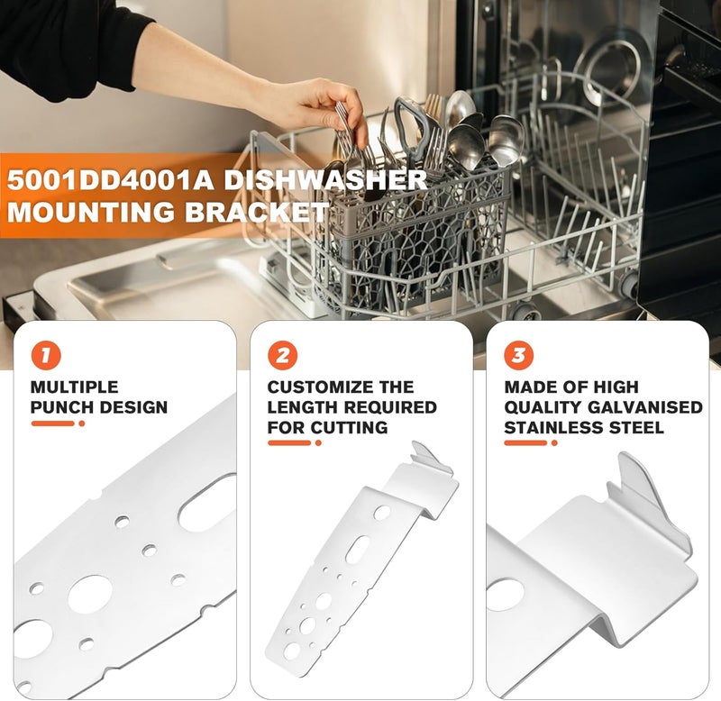 Beaquicy 5001DD4001A Dishwasher Mounting Bracket Kit - Replacement for L-G Dishwasher - This kit includes 2 mounting brackets,2 wires,2 screws,a hose clamp, and instruction sheet - Image 2