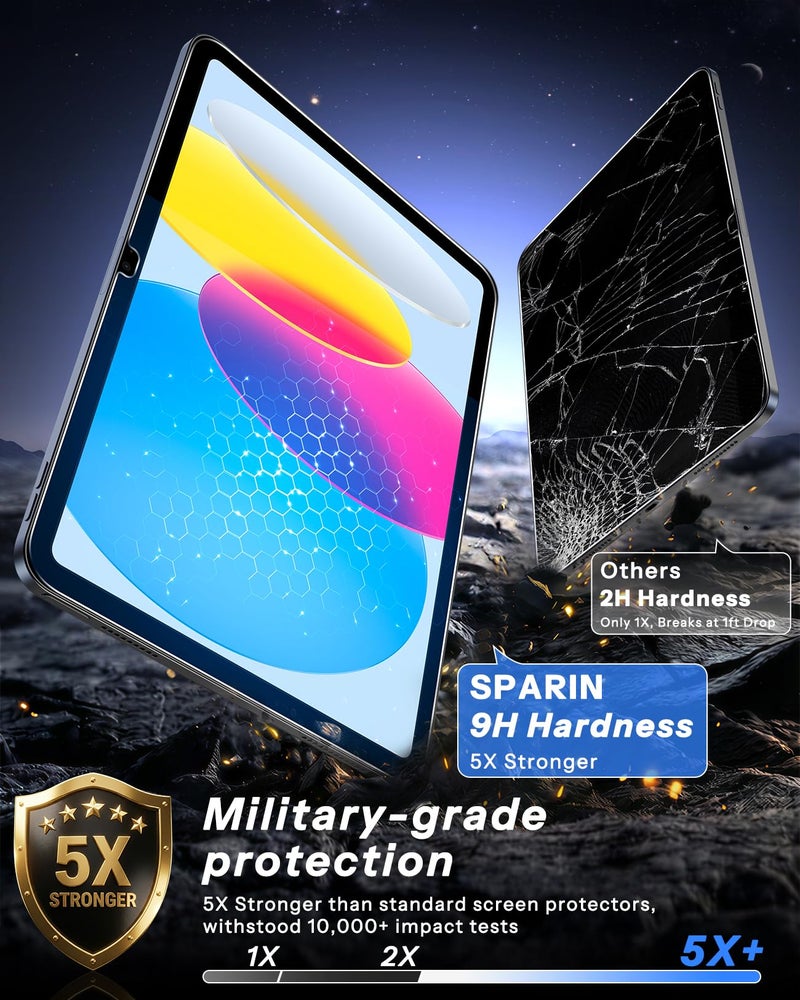 SPARIN Screen Protector for iPad A16 11 inch 11th/10th Generation 10.9 Inch (2025/2022), Tempered Glass with Auto Application Tray for iPad 11/10 Gen, Easy Installation, Case Friendly, 2 Pack - Image 4