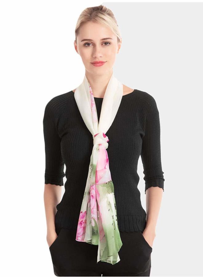 Acotavie Scarfs for Women Lightweight Print Floral Pattern Scarf Fashion Scarves Sunscreen Wraps Shawls (Lotus&Green) - Image 3