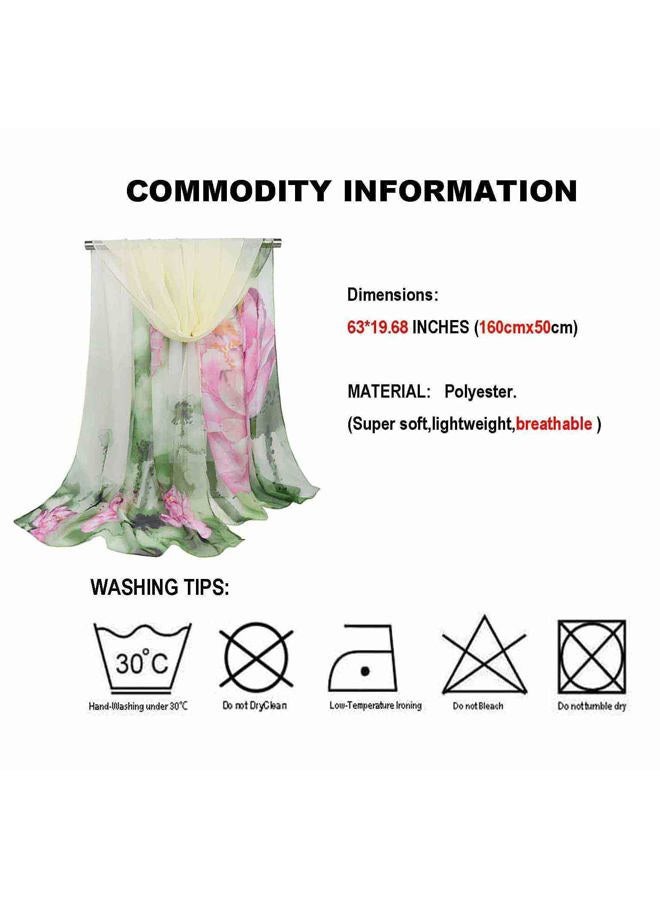 Acotavie Scarfs for Women Lightweight Print Floral Pattern Scarf Fashion Scarves Sunscreen Wraps Shawls (Lotus&Green) - Image 2