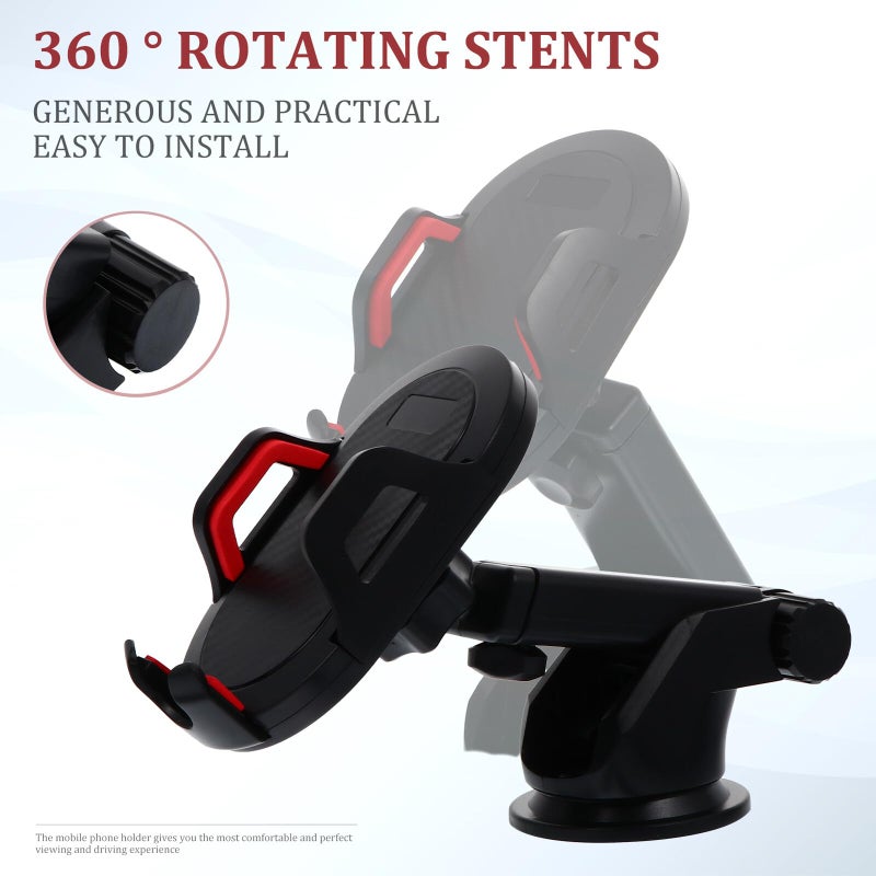 Universal Magnetic Car Phone Holder With Air Vent Mount And Suction Cup Adjustable For Navigation Hands Free Driving Red - Image 4