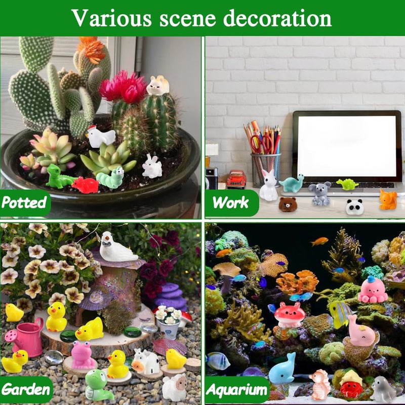 DULEFUN 150pcs Mini Resin Animals, Colorful Tiny Small Little Glitter Ducks Mushroom Figures to Hide Miniature Figurines for Dollhouse Micro Landscape Aquarium Decorations DIY Crafts - Image 4