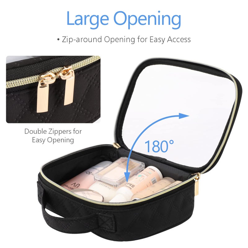 PACKISM Clear Makeup Bag - 2 Pack TSA Approved Toiletry Bag with Handle Large Opening, Clear Toiletry Bag Travel Bags for Toiletries, 1 Medium TSA Quart Carry-On & 1 Large for Checked Luggage, Black - Image 4