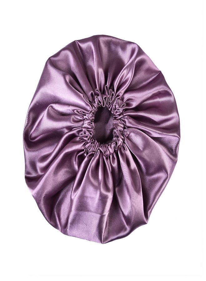 NNR Satin Silk Premium Sleeping Caps, Double Layered Stretchable Hair Bonnets for Girls, for All Head Size-(Metallic Purple) - Image 3