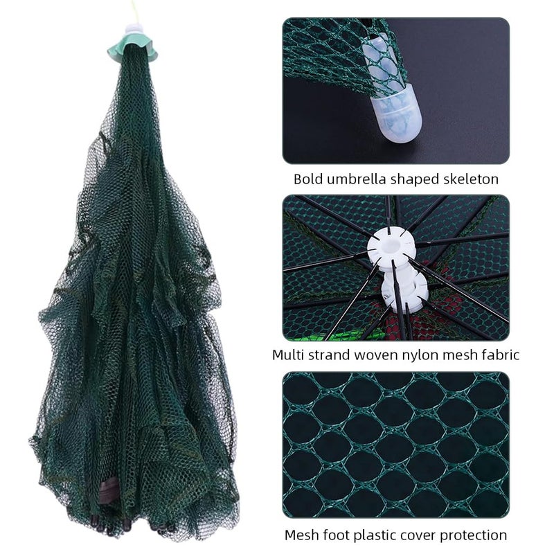 Proberos ® Fishing Net, Foldable Fishing Net with Reinforced Ribs 24 Holes Automatic Fish Trap, Portable Nylon Lobster Crab Trap Cage Basket Tool for Fishing(12 Sides 24 Holes) - Image 5