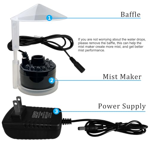 PULACO Mist Maker, Indoor Fountain Mister Foggers, Small Pond Fog Machine Atomizer Air Humidifier Perfect for Water Feature, Halloween - Image 3