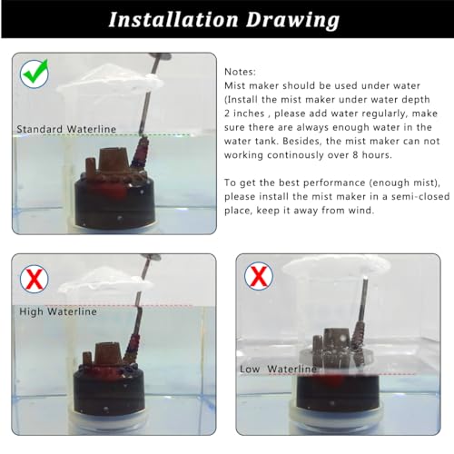 PULACO Mist Maker, Indoor Fountain Mister Foggers, Small Pond Fog Machine Atomizer Air Humidifier Perfect for Water Feature, Halloween - Image 4
