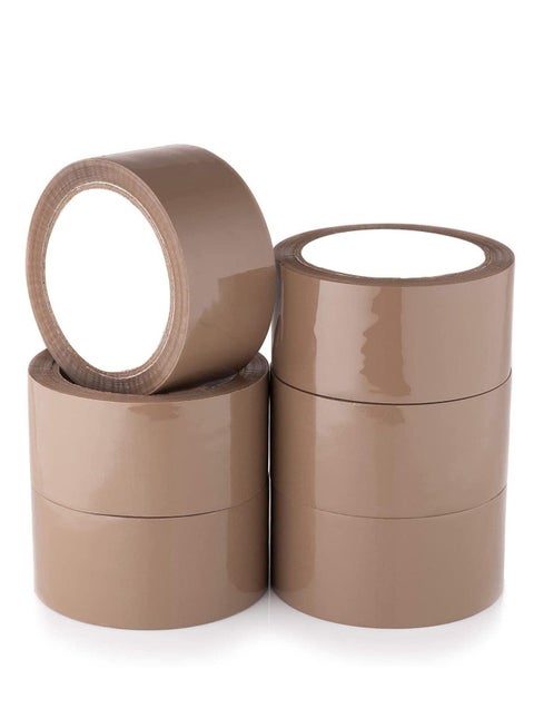 Brown Packaging Tape, 2 inches x 50 yards Strong Heavy Duty Packing Tape for Parcel Boxes, Moving Boxes, Large Postal Bags, Office Use [6 Rolls]