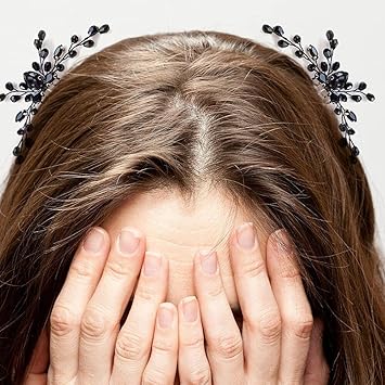 Juliyeh 2 Pcs Black Teardrop Small Hair Comb Women Rhinestone Hair Piece Bridal Hair Clip for Her Party Headpiece - Image 5