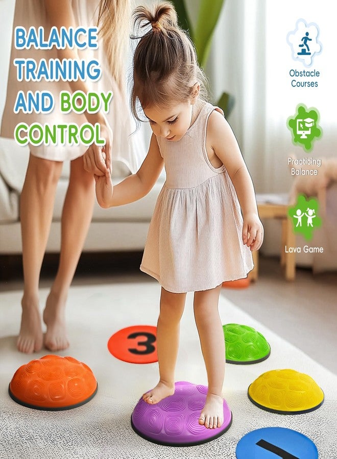 OUTREE Stepping Stones for Kids, 6 Pcs Balance Training and Sensory Coordination Turtle Stepping Stones for Obstacle Course，Non-Slip Bottom Balance Stone for Indoor or Outdoor Play - Image 2