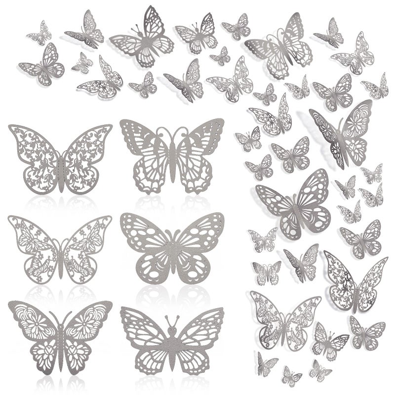 بي تي واي ام اس 144 PCS 3D Butterly Wall Stickers Decor 6 Styles 3 Sives - Image 1