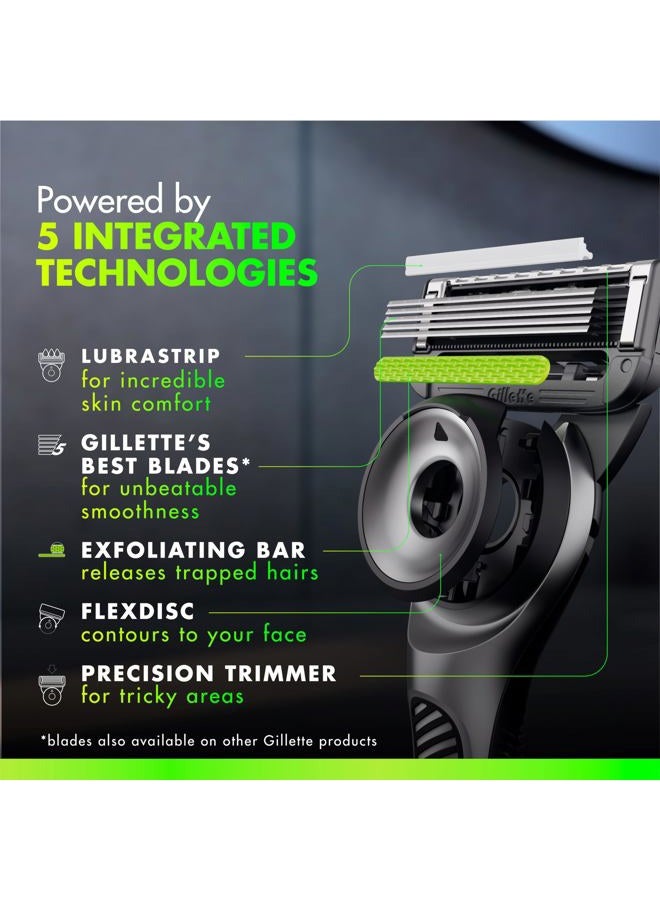 Gillette مختبرات مع شريط تقشير من جيليت للحلاقة للرجال - 1 مقبض، 4 شفرات حلاقة إضافية، هدايا العيد للرجال، تشمل حامل مغناطيسي فاخر - Image 3