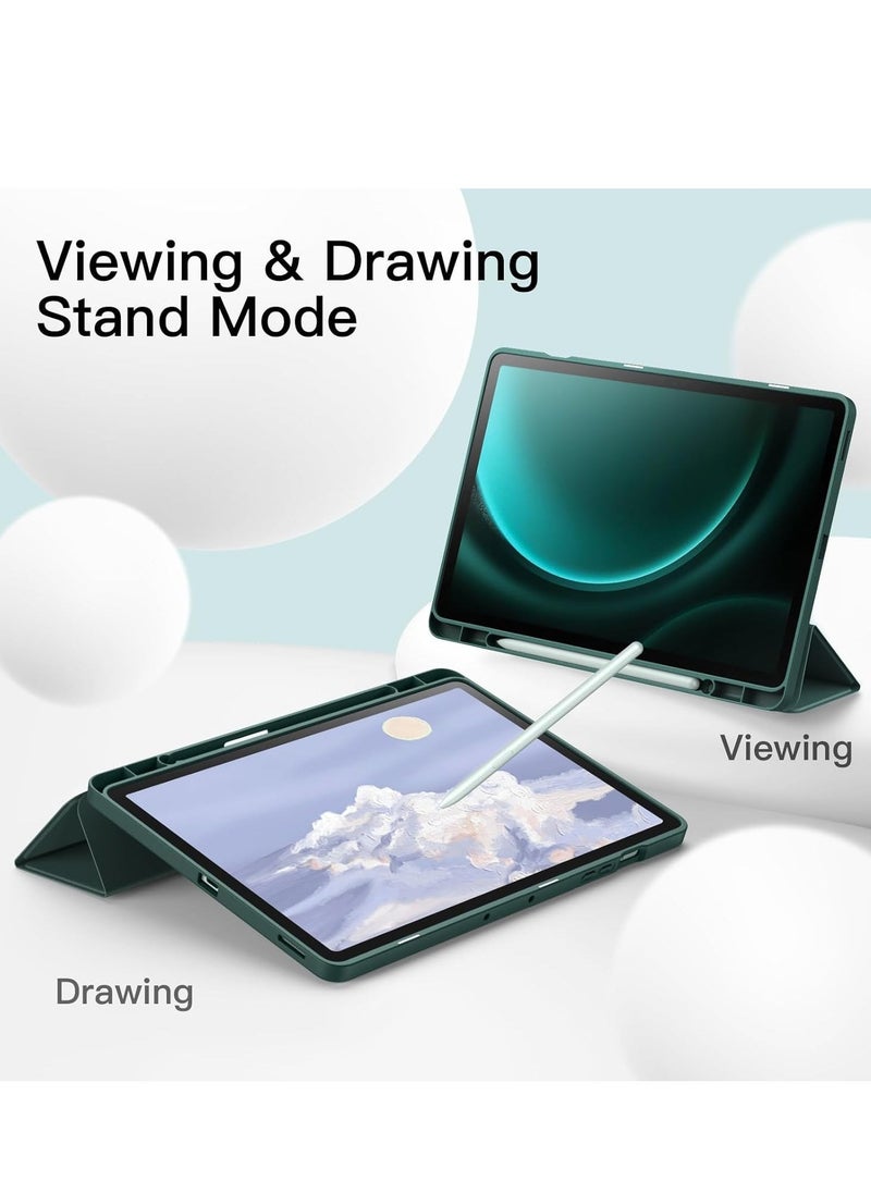 ELTRAZONE Case for Samsung Galaxy Tab S9 FE+ / S9 FE Plus 12.4-Inch – Soft TPU Tri-Fold Stand Protective Cover with S Pen Holder, S Pen Charging Support, Auto Wake/Sleep (Midnight Green) - Image 4