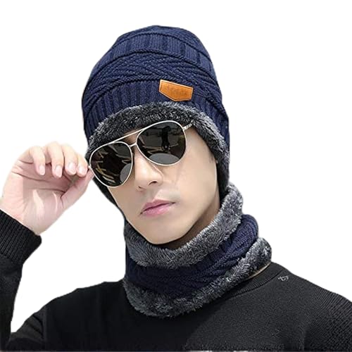 Handcuffs Winter Cap with Neck Scarf – Thermal Beanie with Neck Warmer for Men & Women Thick And Fluffy Woolen Cap for Cold Weather, Ski, Outdoor Activities (Black) - Image 1