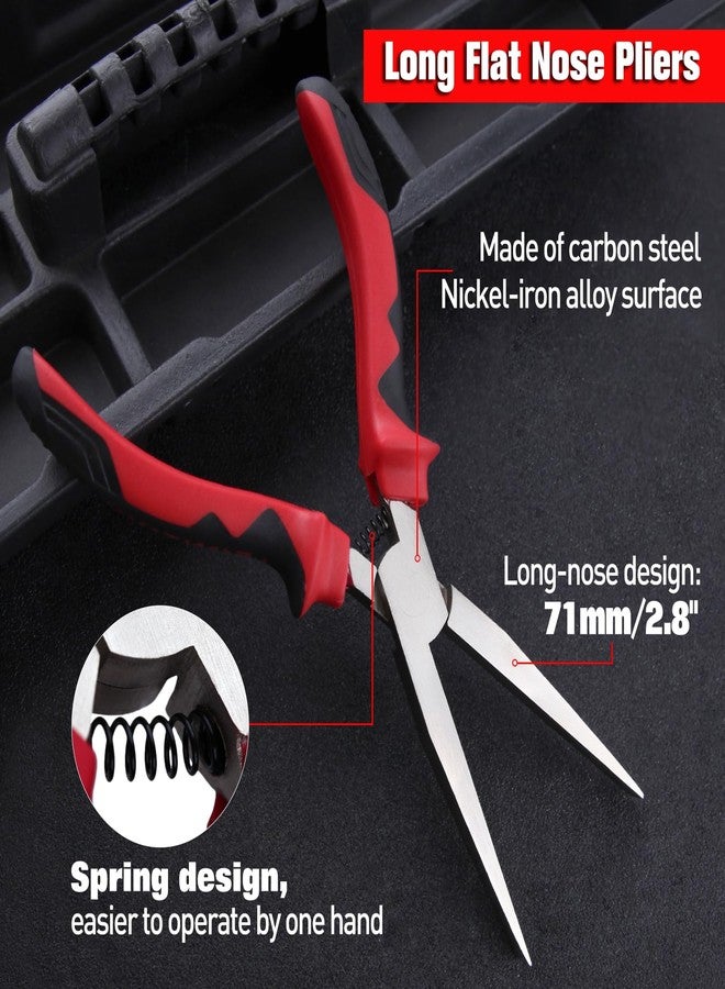 LEONTOOL 7 Inches Long Flat Nose Pliers Smooth Jaw Duckbill Pliers Spring Loaded Extra Long Nose Pliers Flat Pliers Jewelry Pliers for Jewelry Making Wire Bending Wrapping Straightening, TPR Handle - Image 5