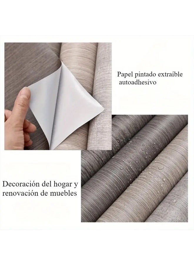 Zeemey 1 Roll Wood Grain Door Sticker, Self-adhesive Removable PVC Wallpaper, Peel & Stick Wallpaper For Kitchen Bedroom Living Room Countertop Furniture, Renovation Wallpaper, Home Decor & Furniture Renovation(40*500cm)  - Image 3