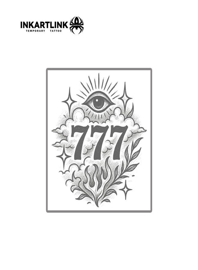 INKARTLINK Temporary Tattoos for Adult, 777 Fake Tattoos That Look Real and Last Long, All-Seeing Eye Waterproof Realistic - Image 4