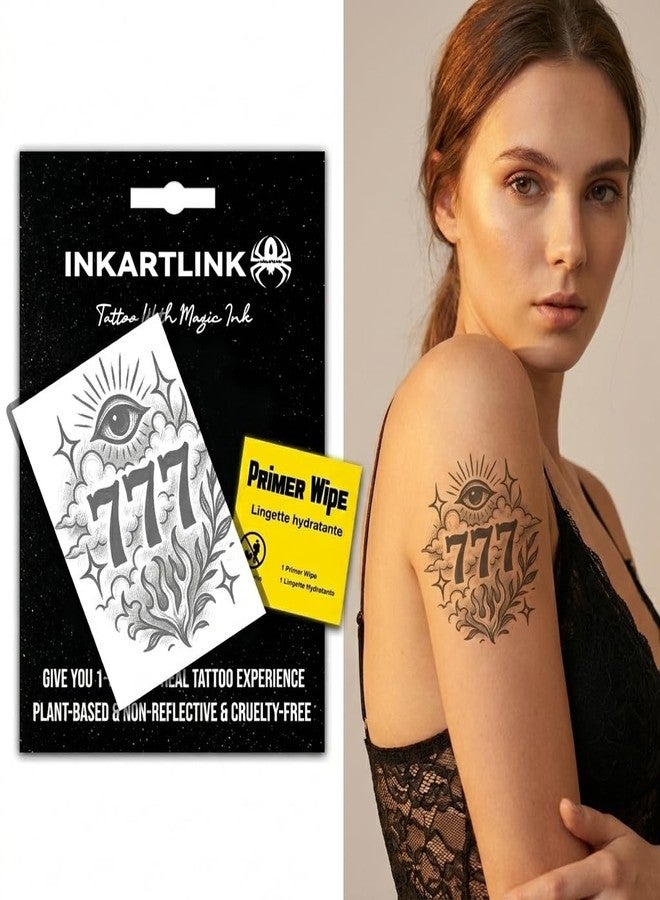 INKARTLINK Temporary Tattoos for Adult, 777 Fake Tattoos That Look Real and Last Long, All-Seeing Eye Waterproof Realistic - Image 1