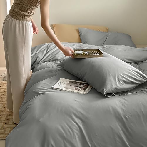 Cottonight Grey Comforter Sets Queen Dark Grey Comforter Queen Size Men Women Charcoal Grey Quilts Blanket Modern Solid Smoke Gray Bedding Comforter Set for Men Boys Adults - Image 3