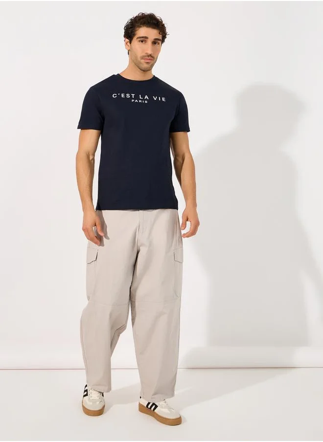 Styli Styli Cest La Vie Slogan Regular Fit T-Shirt