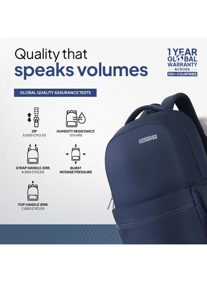 American Tourister Lex Style 01, 31L & 17" Inch Laptop Backpack for College & Office with Front Organizer, Backpack bag for Man & Women - Navy - Image 3