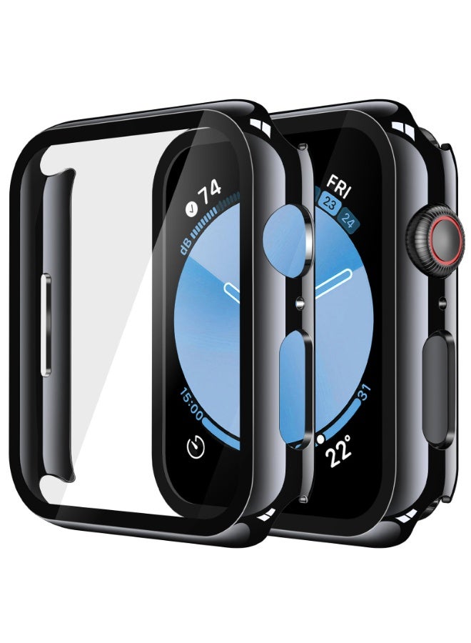 ChicVibe Tempered Glass Case Compatible for Apple Watch SE 2 (2024) SE Series 6 Series 5 Series 4 40mm, Hard PC Screen Protector Overall Protection Scratch-Resistant Cover for iWatch,  Black 40mm  - Image 1