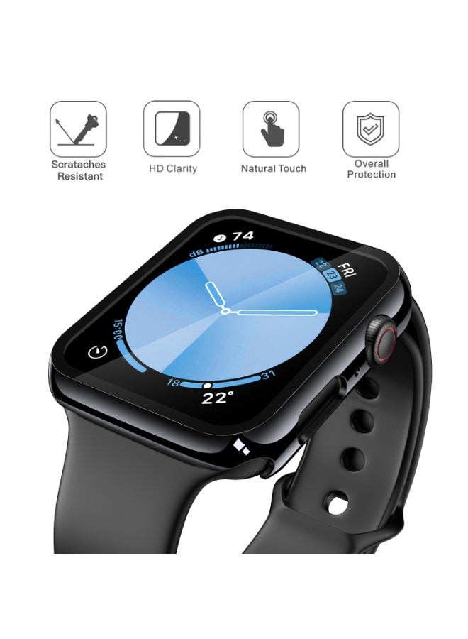 ChicVibe Tempered Glass Case Compatible for Apple Watch SE 2 (2024) SE Series 6 Series 5 Series 4 40mm, Hard PC Screen Protector Overall Protection Scratch-Resistant Cover for iWatch,  Black 40mm  - Image 2