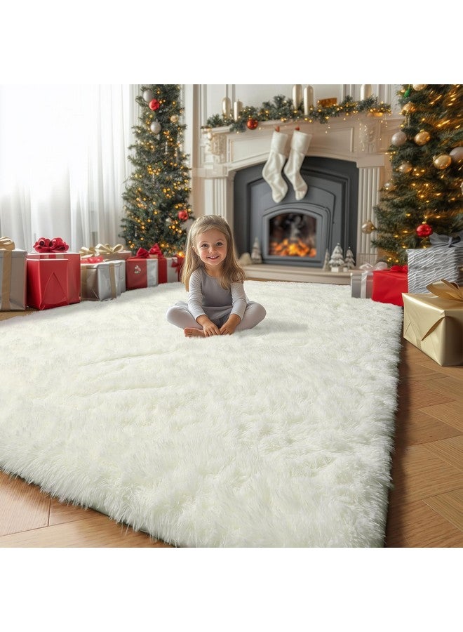 Amdrebio Ivory White Rugs for Bedroom Living Room, Soft Indoor Modern Area Rug 4x6 for Kids Room, Cute Fluffy Thick Fuzzy Carpet for Nursery Dorm, Home Decor, Furry Cream Rugs for Baby Teen Girls Boys - Image 5