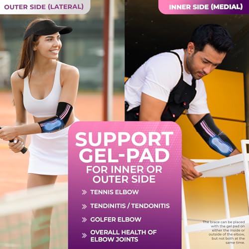 DR. BRACE DR BRACE Elite Elbow Brace Support Breathable Elbow Compression Sleeve with Gel Pad for Golfers Tennis Elbow Tendonitis Treatment Pain Relief 2024 BlackPink Medium - Image 3