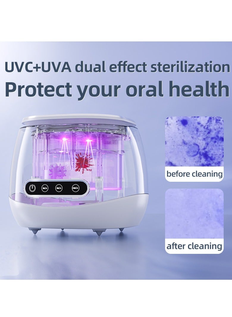 2025 Upgraded Ultrasonic Retainer Cleaner Machine, 52kHz Ultrasonic Dentures Cleaner for Night Guards, Braces, Aligner, Toothbrush, Jewelry and More, 4 UV Lights, 200ML Capacity - Image 1