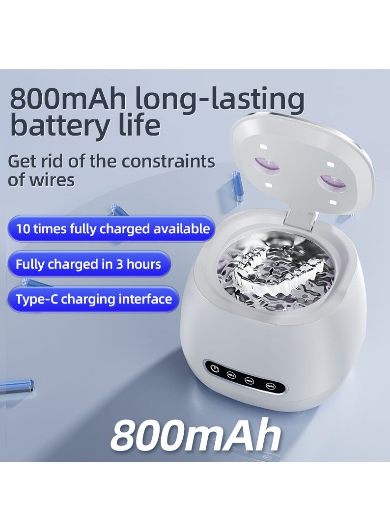 2025 Upgraded Ultrasonic Retainer Cleaner Machine, 52kHz Ultrasonic Dentures Cleaner for Night Guards, Braces, Aligner, Toothbrush, Jewelry and More, 4 UV Lights, 200ML Capacity - Image 2