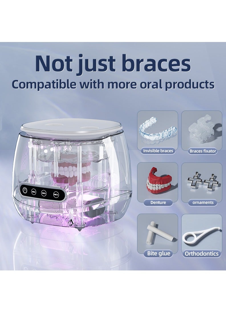 2025 Upgraded Ultrasonic Retainer Cleaner Machine, 52kHz Ultrasonic Dentures Cleaner for Night Guards, Braces, Aligner, Toothbrush, Jewelry and More, 4 UV Lights, 200ML Capacity - Image 3