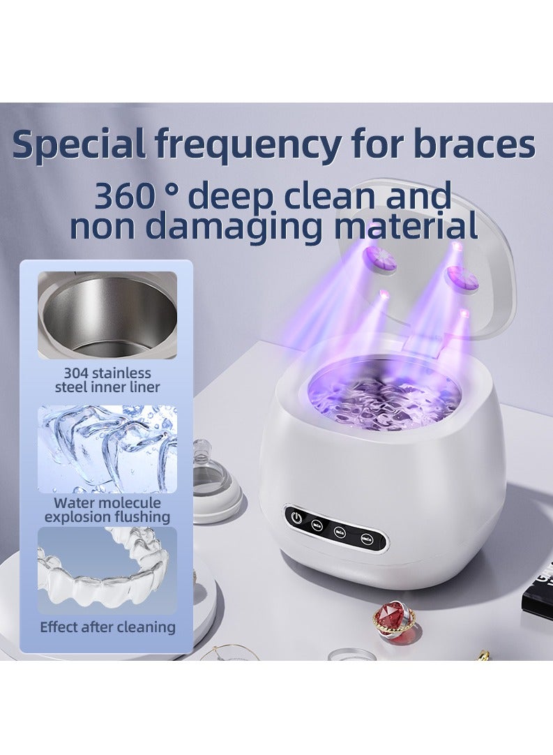 2025 Upgraded Ultrasonic Retainer Cleaner Machine, 52kHz Ultrasonic Dentures Cleaner for Night Guards, Braces, Aligner, Toothbrush, Jewelry and More, 4 UV Lights, 200ML Capacity - Image 4