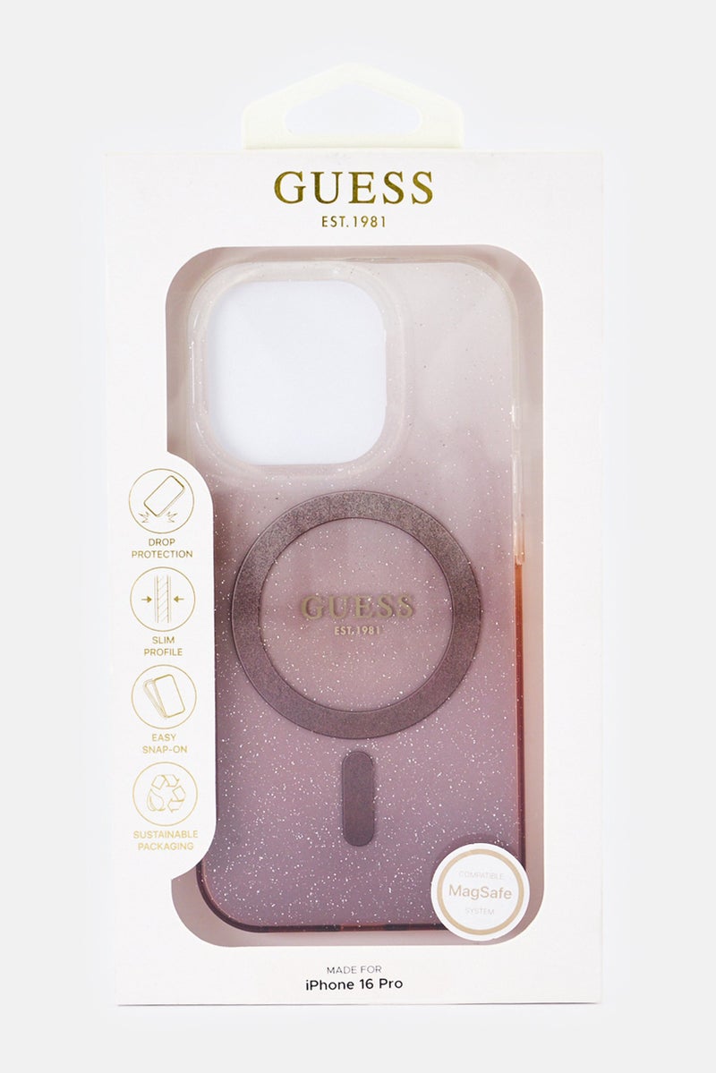 GUESS iPhone 16 Pro Brand Logo Glittered Protective Case, Multicolor - Image 2