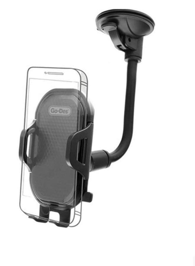 GO-DES Flexible Arm Windshield Car Holder GD-HD651 Car PhoneHolder Rotating 360 Degree Long Arm Black - Image 1