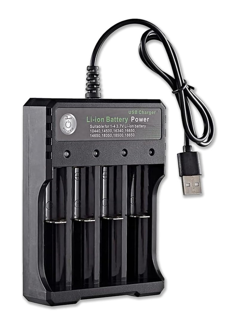 SYOSI - 18650 Battery Charger 4 Slot, Battery Charger for 18650 Rechargeable Batteries, Universal Smart LED Display, 18650 Charger, UK Lithium Battery Charger, 3.7V with Micro USB 18350 14500 (No Battery) - Image 1