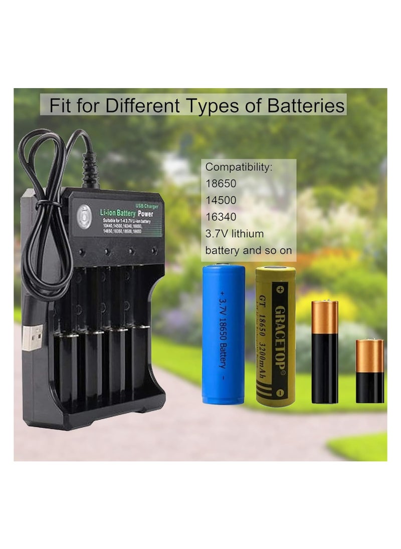 SYOSI - 18650 Battery Charger 4 Slot, Battery Charger for 18650 Rechargeable Batteries, Universal Smart LED Display, 18650 Charger, UK Lithium Battery Charger, 3.7V with Micro USB 18350 14500 (No Battery) - Image 1