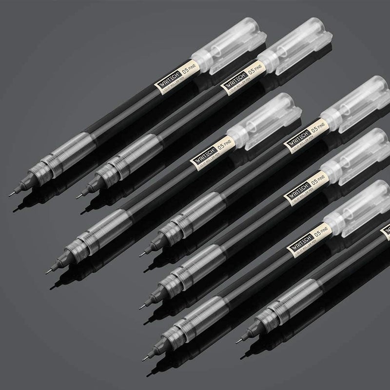 WRITECH Rolling Ball Pens Quick Dry Ink 0.5 mm Extra Fine Point Pens 10 Pcs Liquid Ink Pen Rollerball Pens Black Color - Image 3