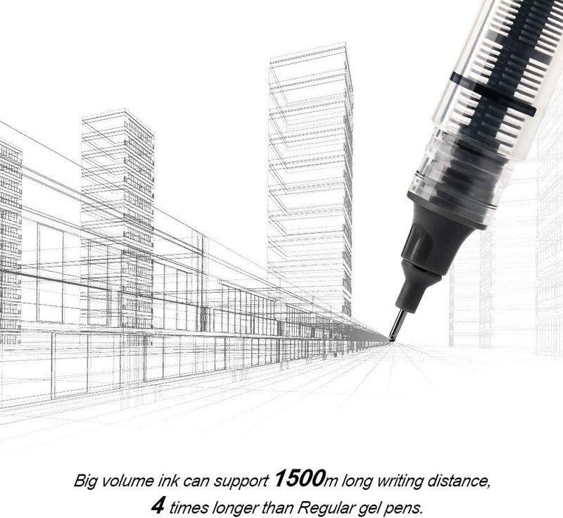 WRITECH Rolling Ball Pens Quick Dry Ink 0.5 mm Extra Fine Point Pens 10 Pcs Liquid Ink Pen Rollerball Pens Black Color - Image 5